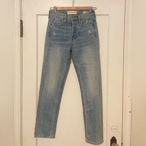 Aritzia Denim Forum the Ex-boyfriend High Rise Button Distressed Jeans